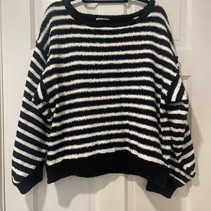 Black & White Striped Sweater — free people